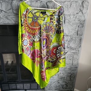 Ashro Pink Green Asymmetrical Wrap Tunic